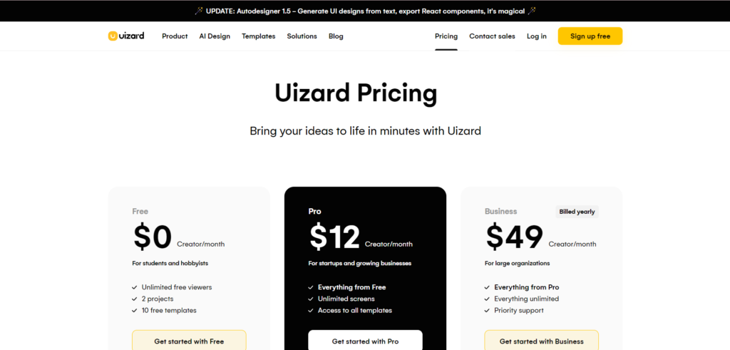 Uizard - AI Tools for UX Desgin