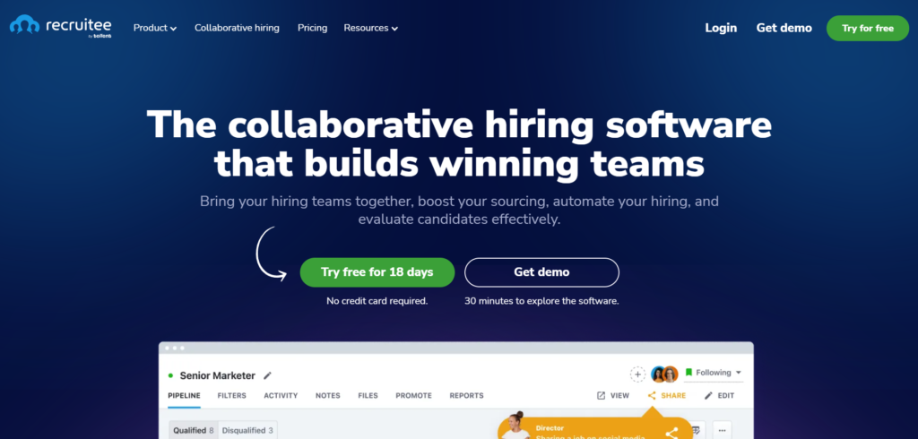 recruitee - Top 5 AI Hiring Software 