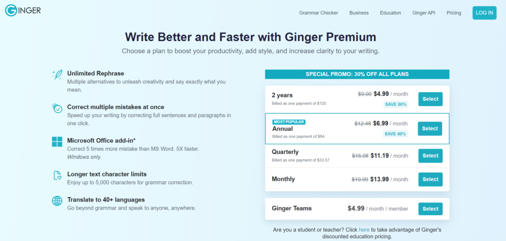 Ginger Software - Grammarly alternatives