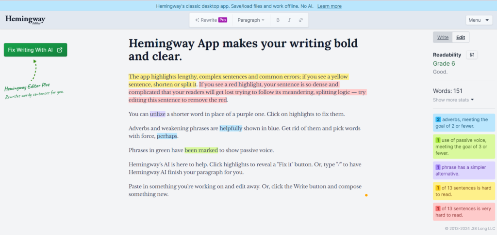 Hemingway - Grammarly alternatives