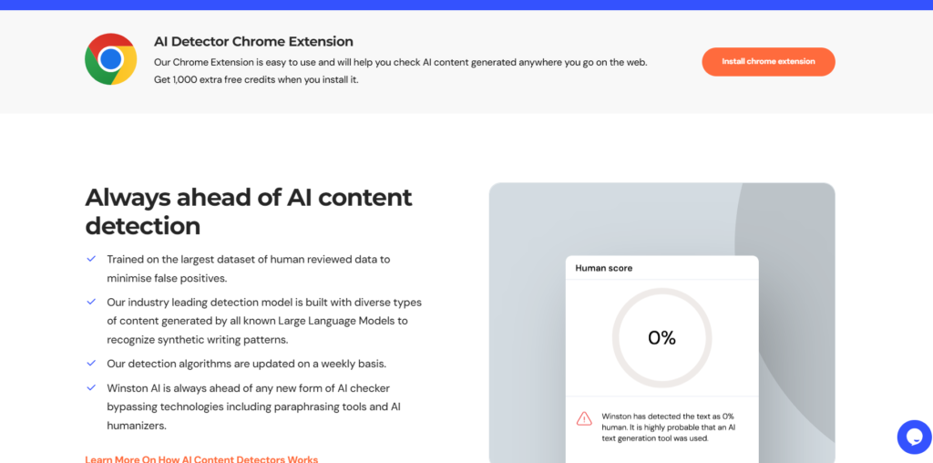 Winston AI Detector  - chrome extension