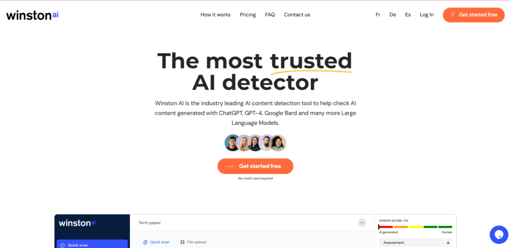 Winston AI Detector - homepage